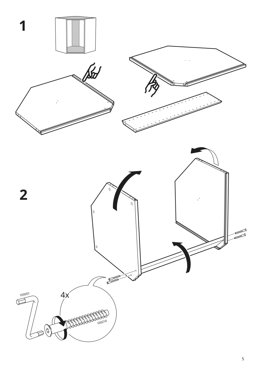 Assembly instructions for IKEA Sektion corner wall cabinet frame white | Page 5 - IKEA SEKTION corner wall cabinet with carousel 094.145.81