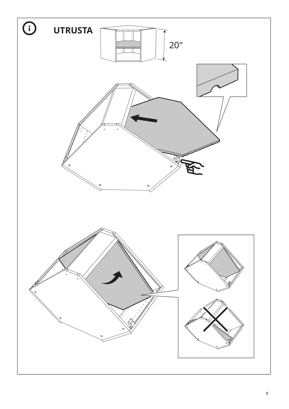 Assembly instructions for IKEA Sektion corner wall cabinet frame white | Page 9 - IKEA SEKTION corner wall cabinet with carousel 094.145.81