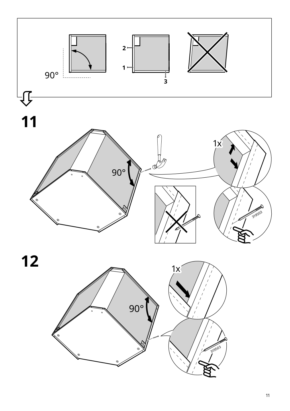 Assembly instructions for IKEA Sektion corner wall cabinet frame white | Page 11 - IKEA SEKTION corner wall cabinet with carousel 793.191.42