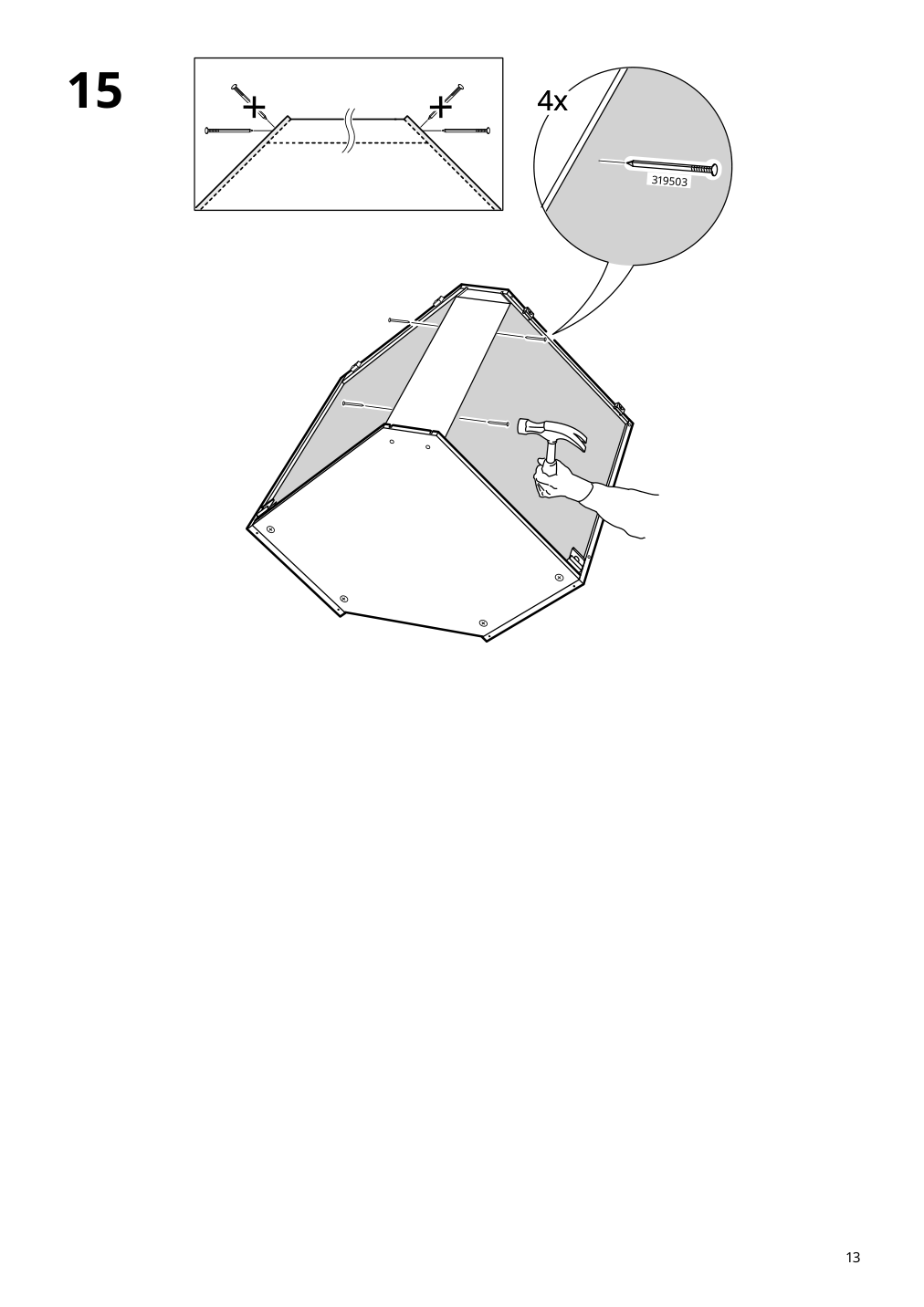 Assembly instructions for IKEA Sektion corner wall cabinet frame white | Page 13 - IKEA SEKTION corner wall cabinet with carousel 194.010.50