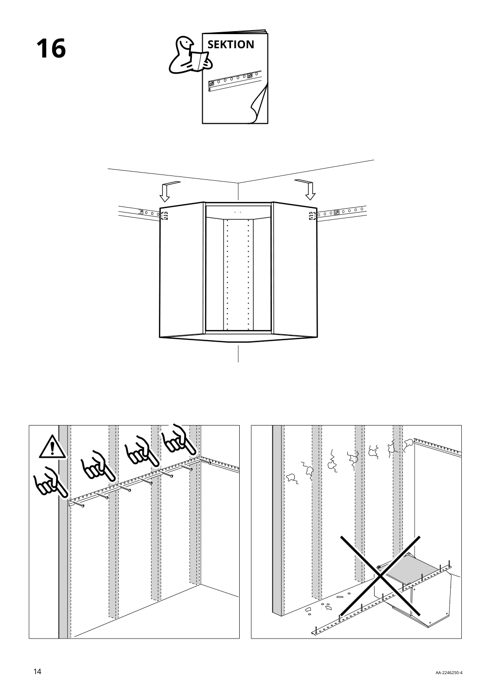 Assembly instructions for IKEA Sektion corner wall cabinet frame white | Page 14 - IKEA SEKTION corner wall cabinet with carousel 793.191.42