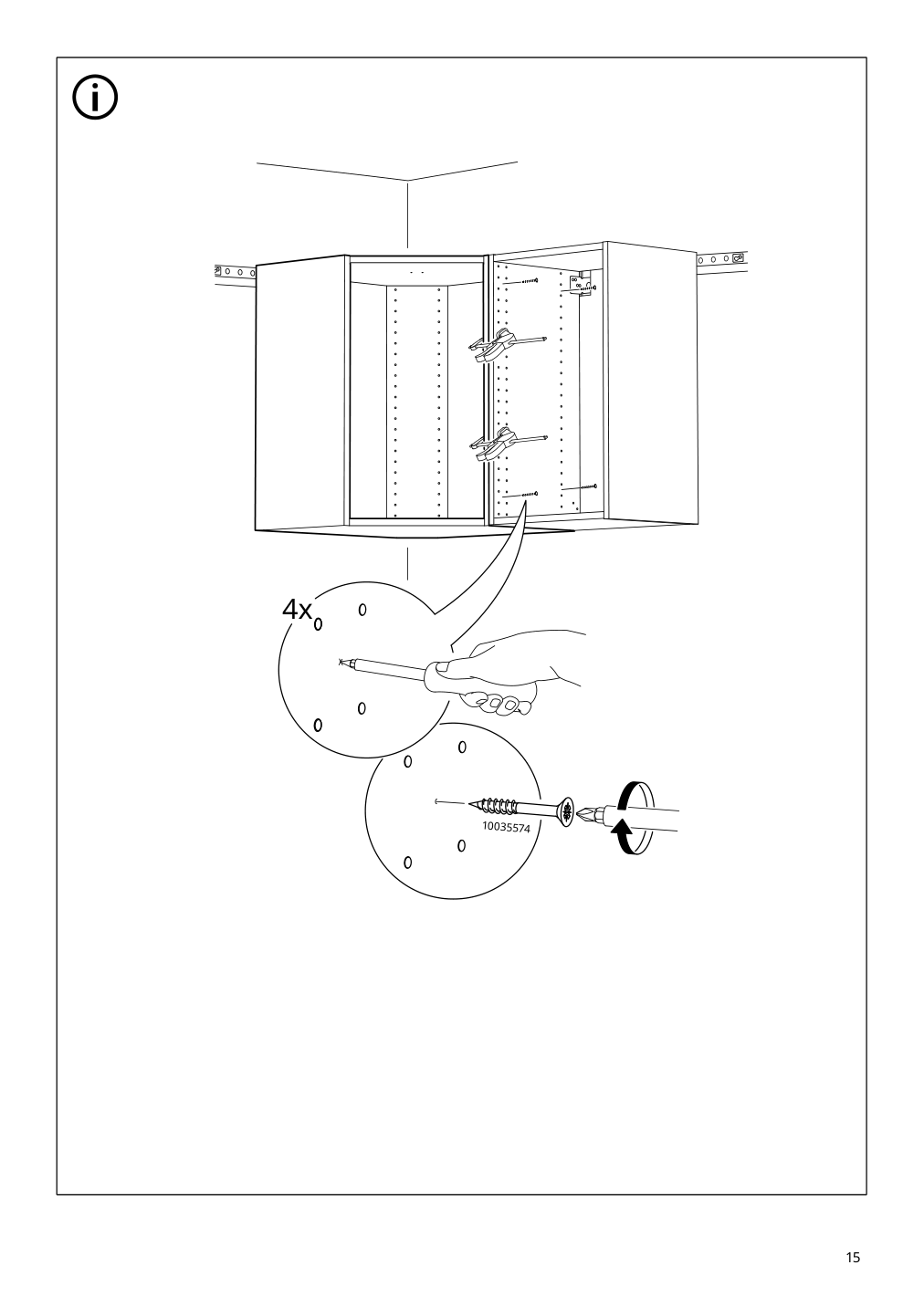 Assembly instructions for IKEA Sektion corner wall cabinet frame white | Page 15 - IKEA SEKTION corner wall cabinet with carousel 194.010.50