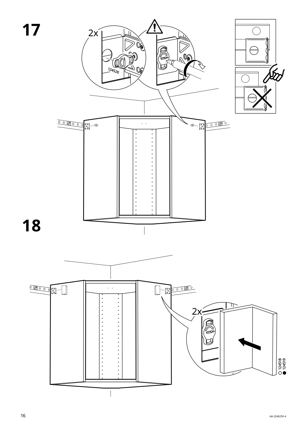 Assembly instructions for IKEA Sektion corner wall cabinet frame white | Page 16 - IKEA SEKTION corner wall cabinet with carousel 793.191.42