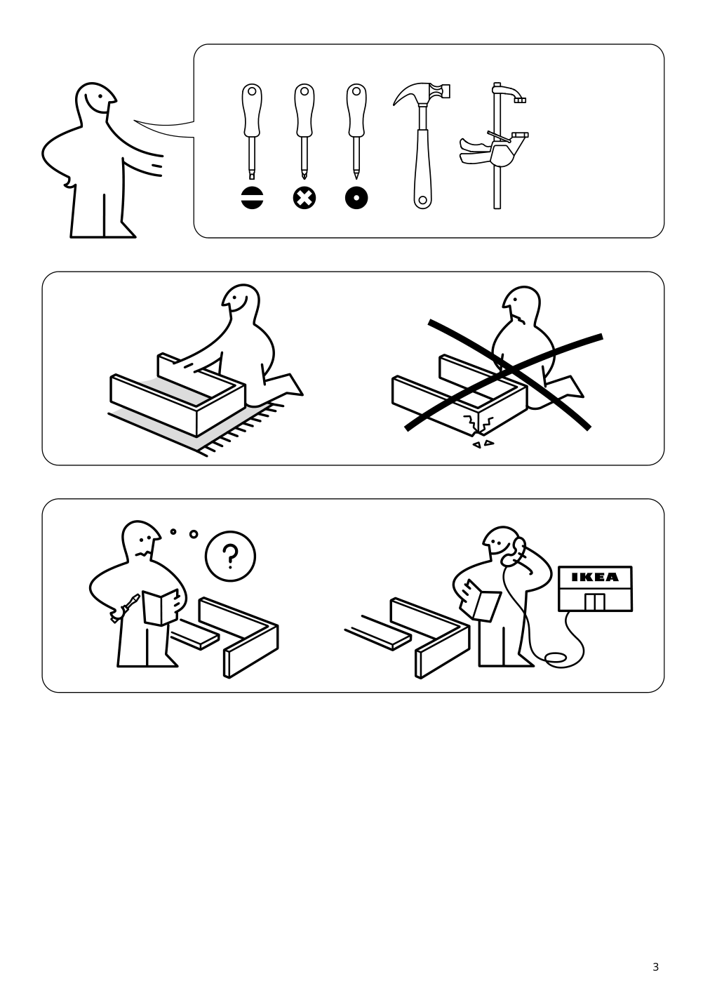 Assembly instructions for IKEA Sektion corner wall cabinet frame white | Page 3 - IKEA SEKTION corner wall cabinet with carousel 194.010.50