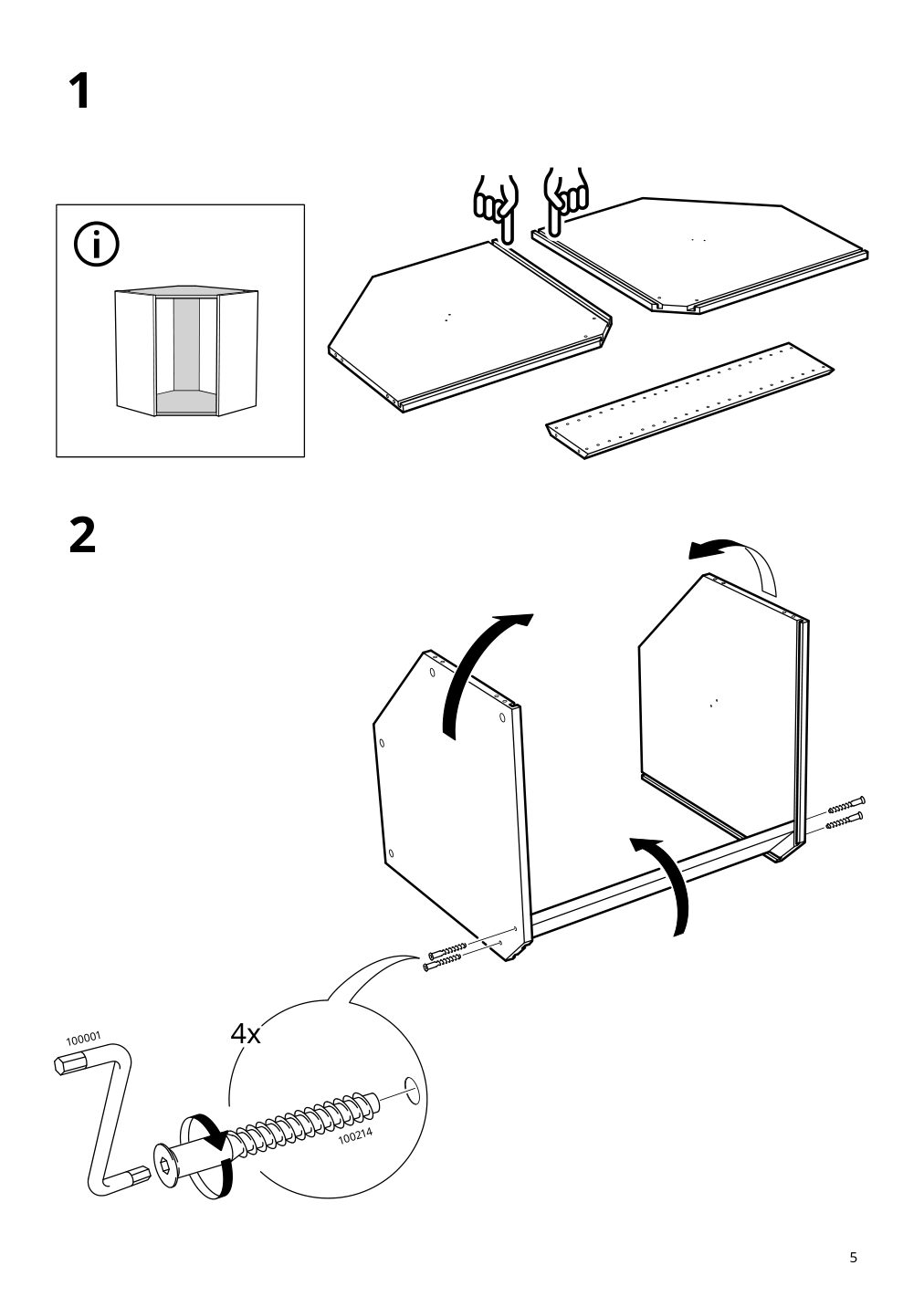 Assembly instructions for IKEA Sektion corner wall cabinet frame white | Page 5 - IKEA SEKTION corner wall cabinet with carousel 194.010.50