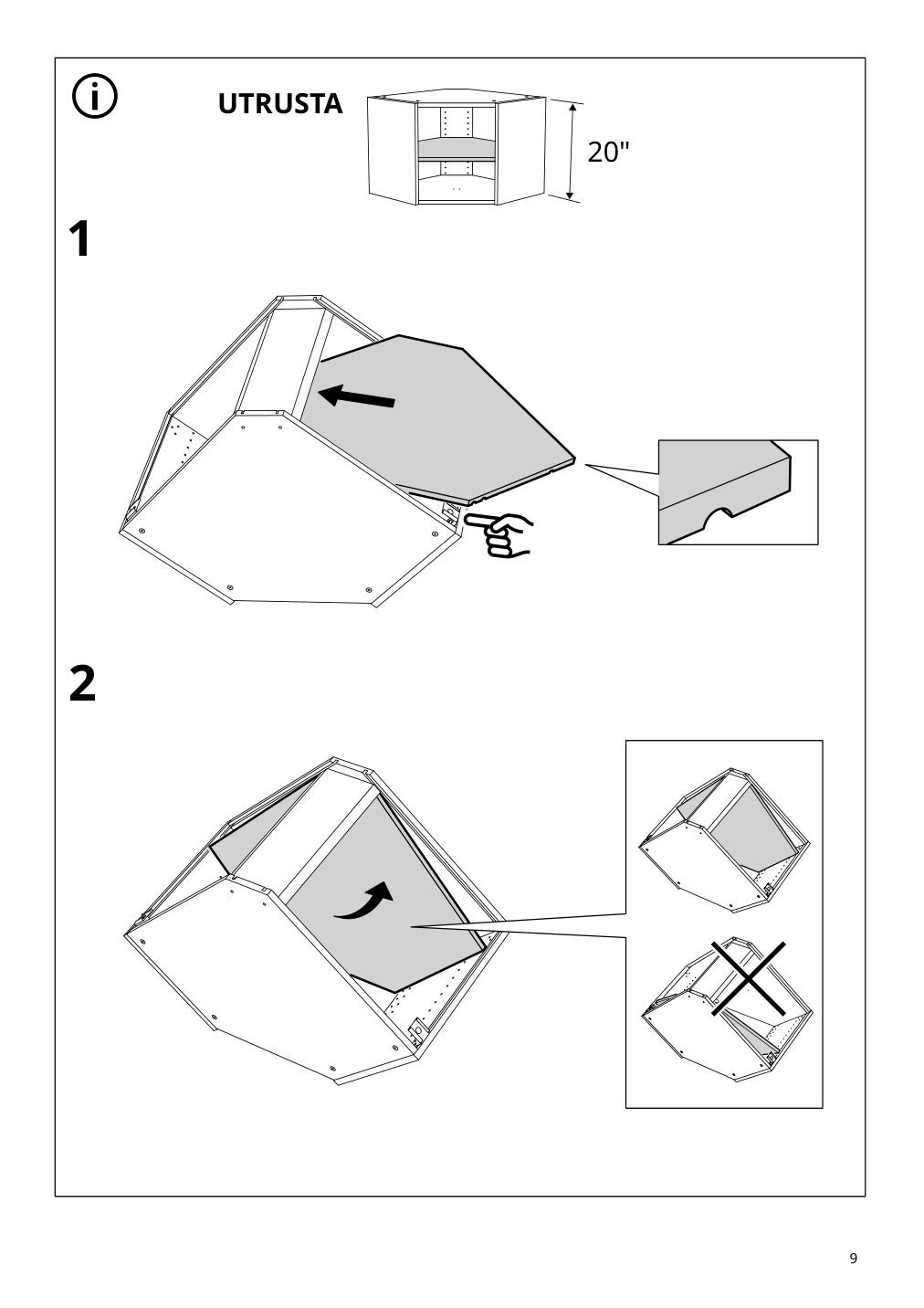 Assembly instructions for IKEA Sektion corner wall cabinet frame white | Page 9 - IKEA SEKTION corner wall cabinet with carousel 194.010.50