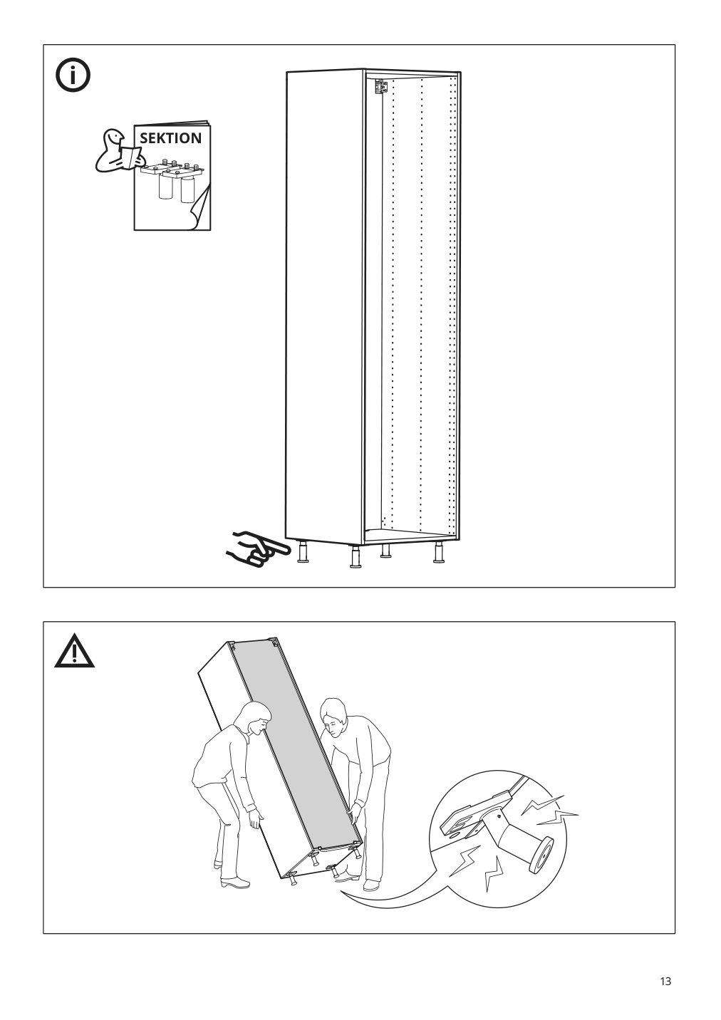 Assembly instructions for IKEA Sektion high cabinet for fridge freezer white | Page 13 - IKEA SEKTION high cabinet for fridge/freezer 095.482.03