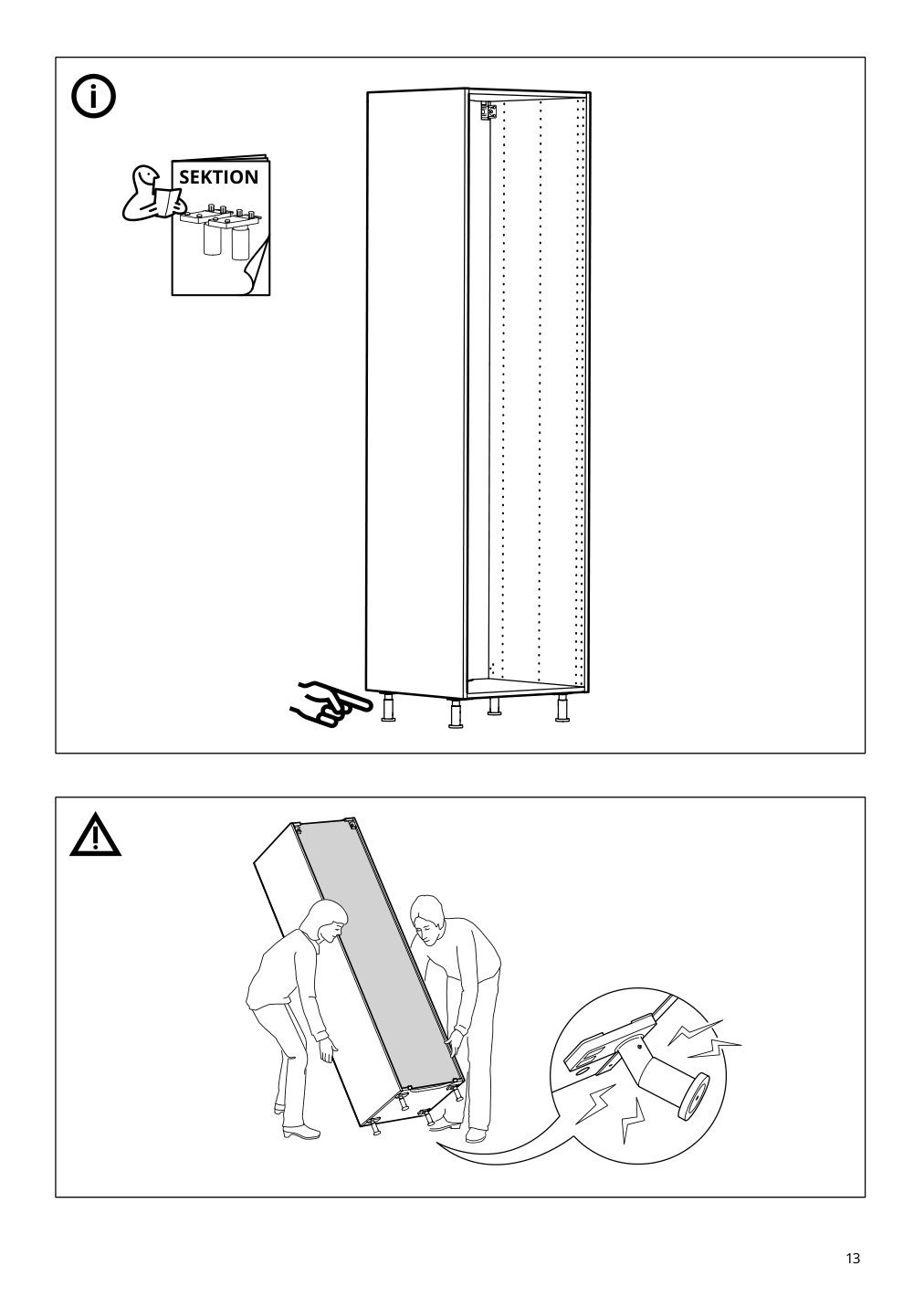 Assembly instructions for IKEA Sektion high cabinet for fridge freezer white | Page 13 - IKEA SEKTION high cabinet for fridge/freezer 095.481.61