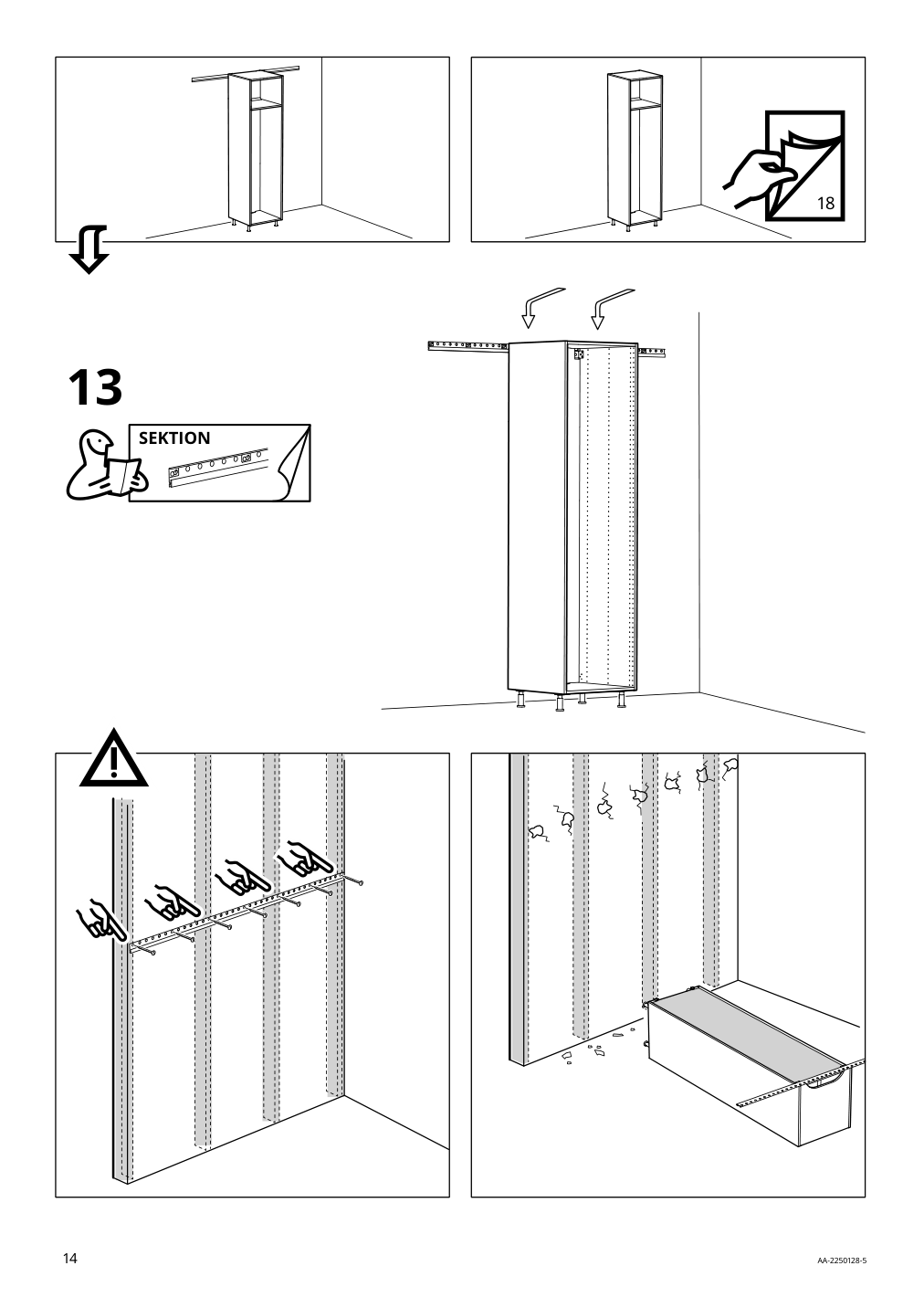 Assembly instructions for IKEA Sektion high cabinet for fridge freezer white | Page 14 - IKEA SEKTION high cabinet for fridge/freezer 095.481.61