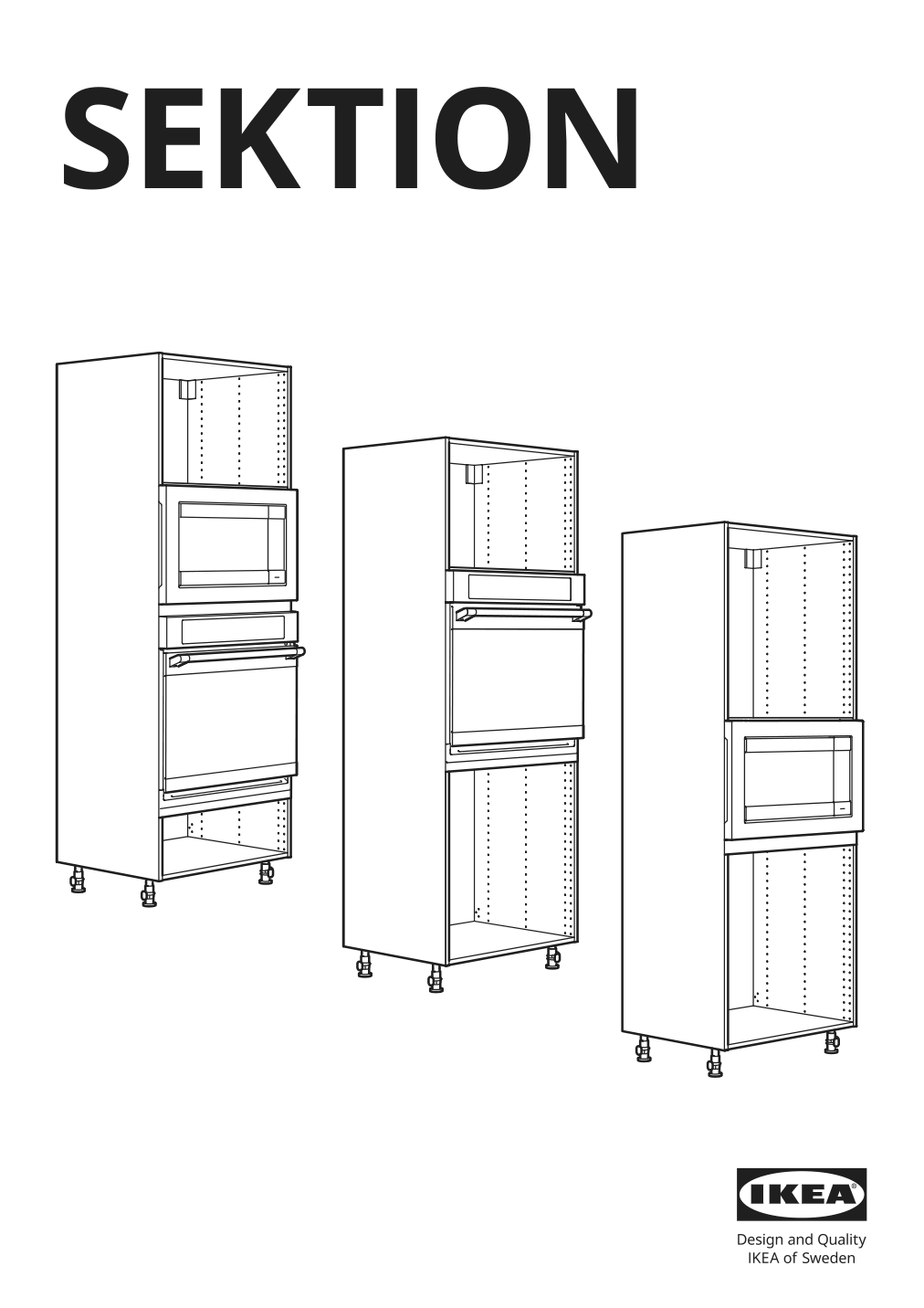 Assembly instructions for IKEA Sektion high cabinet frame white | Page 1 - IKEA SEKTION high cab w 2drs/2 fronts/4 drawers 093.953.80