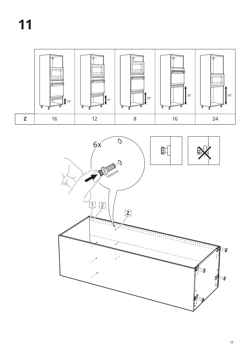 Assembly instructions for IKEA Sektion high cabinet frame white | Page 11 - IKEA SEKTION / MAXIMERA hi cb f micro w 3 drawers/2 doors 094.600.83