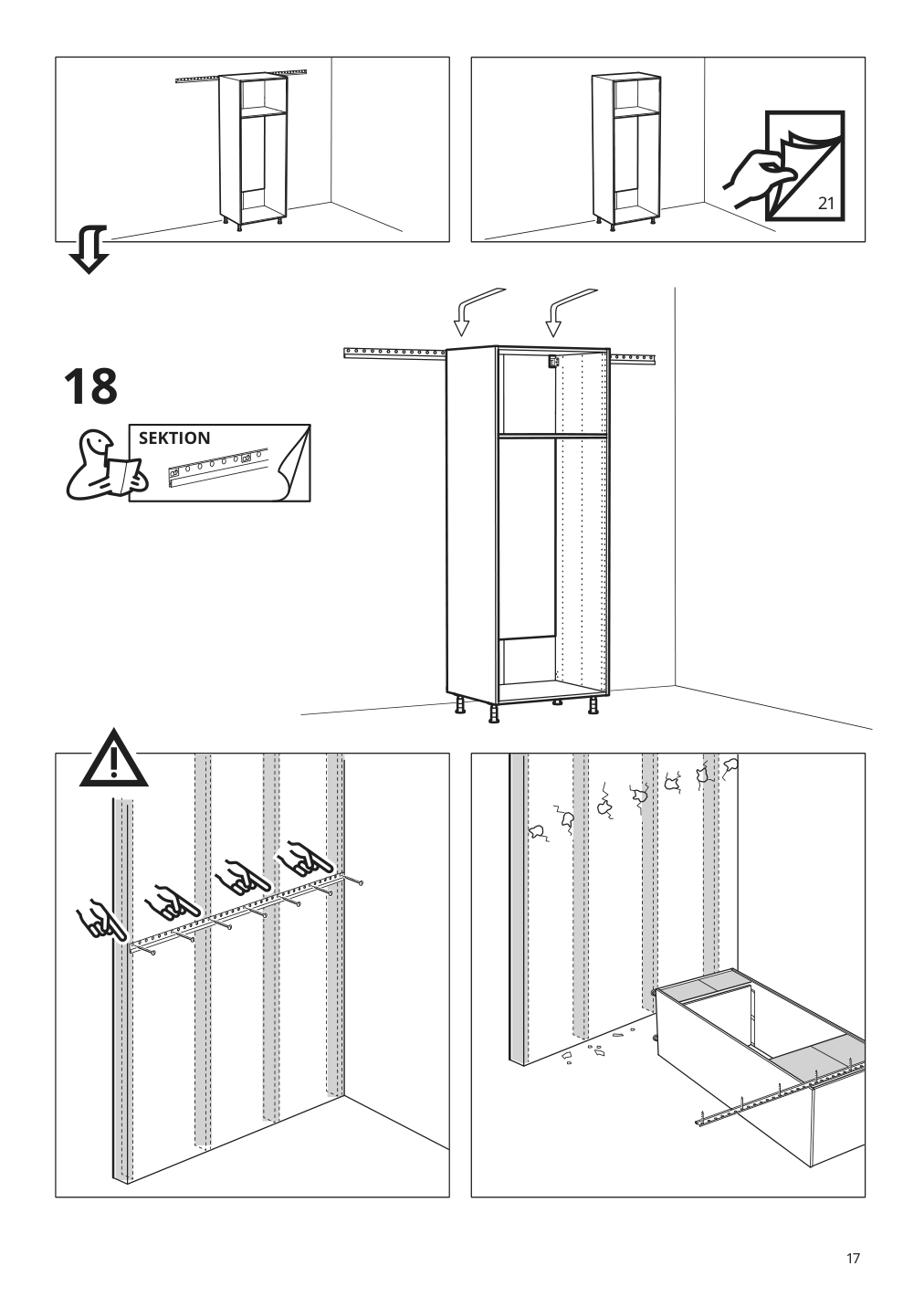 Assembly instructions for IKEA Sektion high cabinet frame white | Page 17 - IKEA SEKTION high cab w 2drs/2 fronts/4 drawers 093.953.80