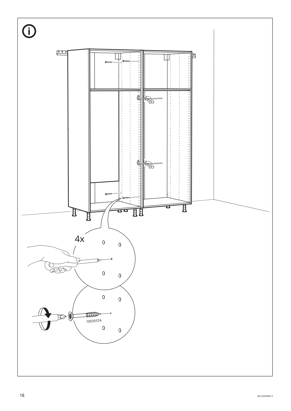 Assembly instructions for IKEA Sektion high cabinet frame white | Page 18 - IKEA SEKTION high cab w 2drs/2 fronts/4 drawers 093.953.80