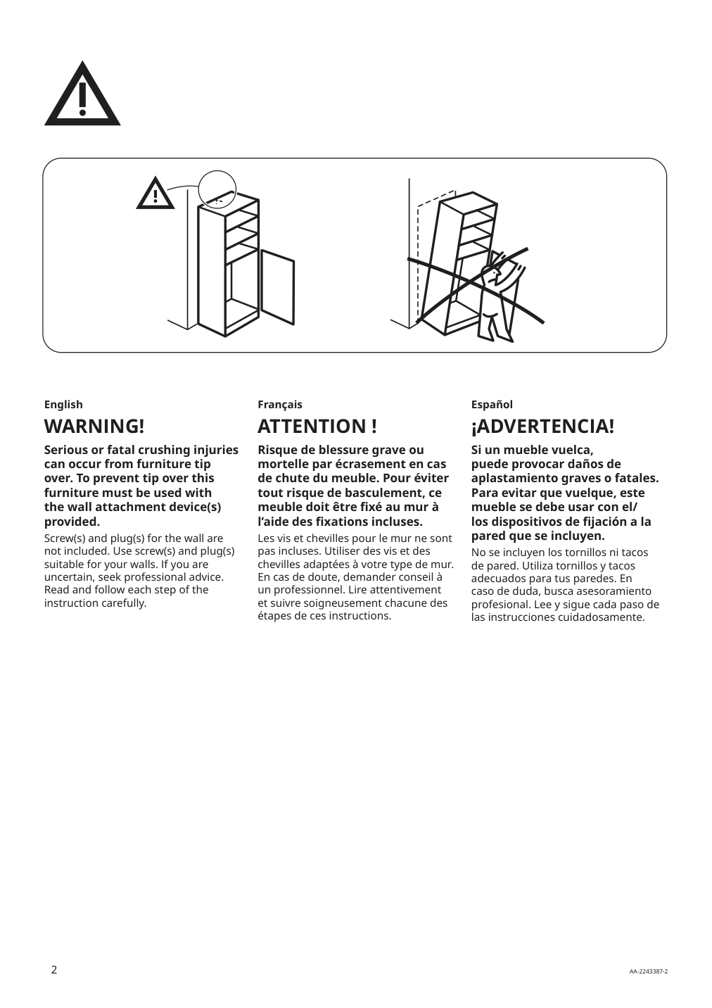 Assembly instructions for IKEA Sektion high cabinet frame white | Page 2 - IKEA SEKTION high cab w 2drs/2 fronts/4 drawers 093.953.80