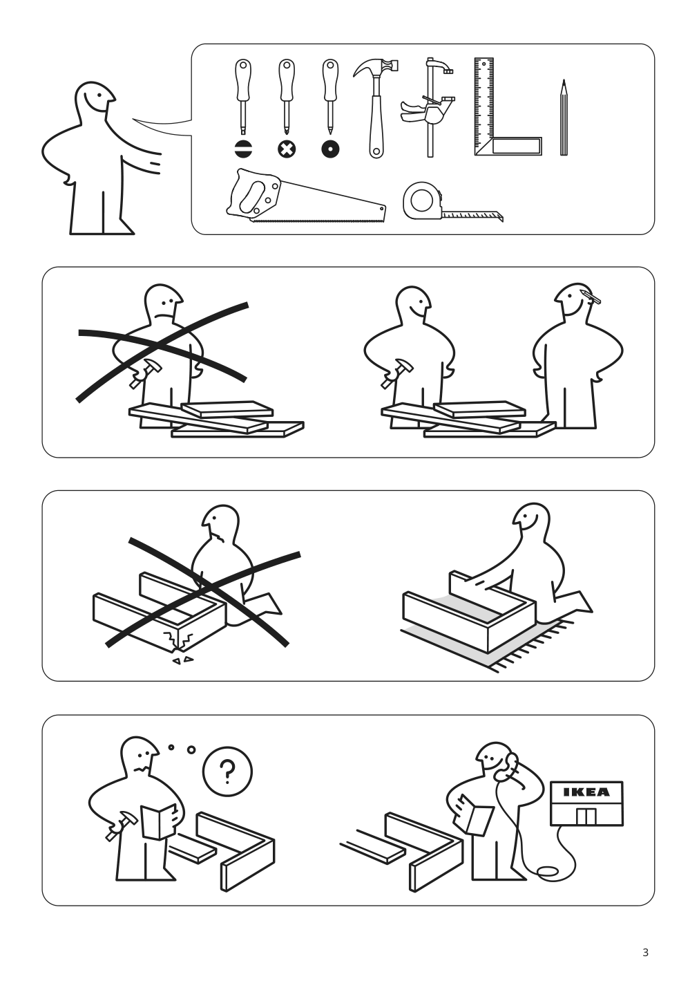 Assembly instructions for IKEA Sektion high cabinet frame white | Page 3 - IKEA SEKTION / MAXIMERA hi cb f oven/micro w drawer/2 doors 394.698.07