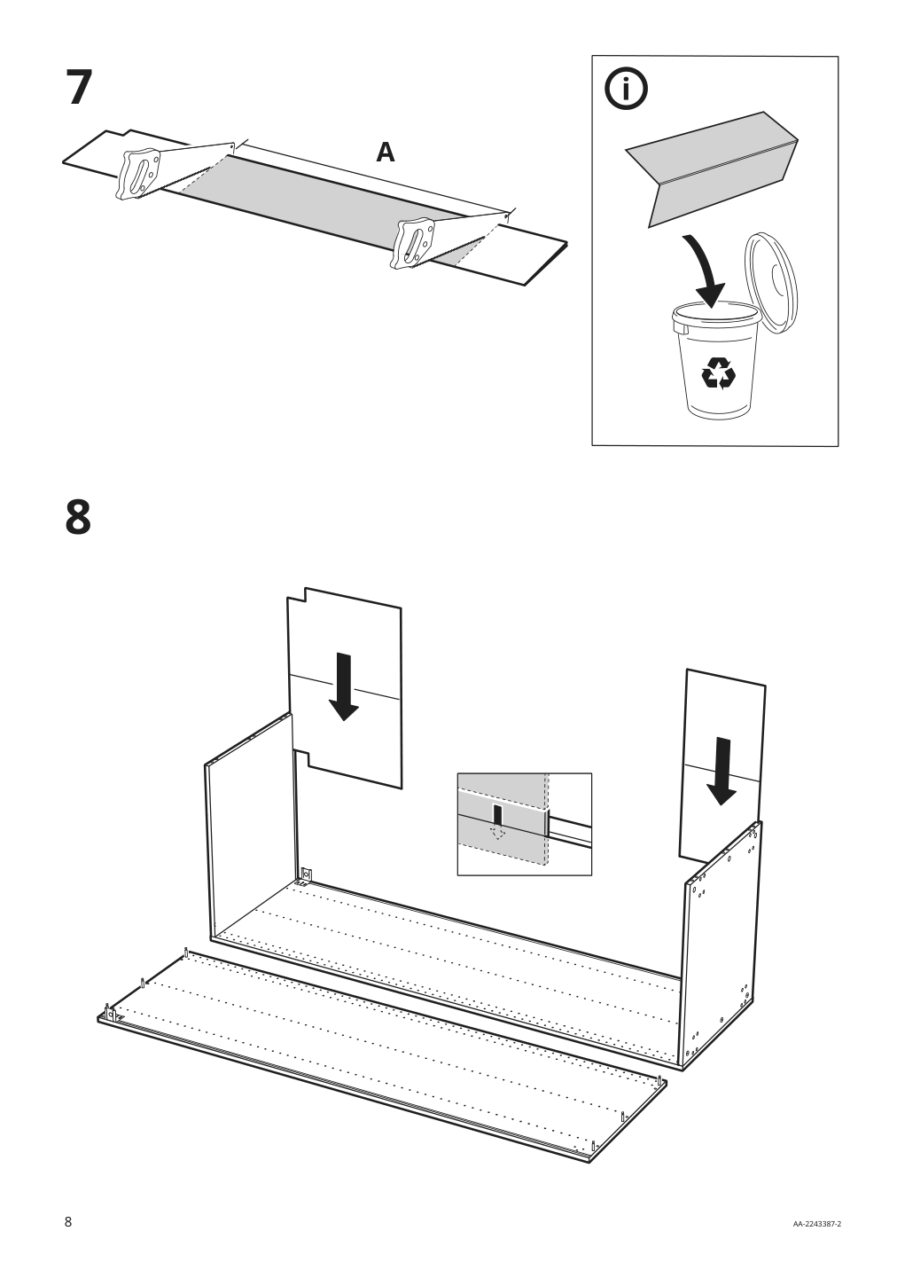 Assembly instructions for IKEA Sektion high cabinet frame white | Page 8 - IKEA SEKTION / MAXIMERA high cab f oven w 3 drawers/2 doors 495.721.25