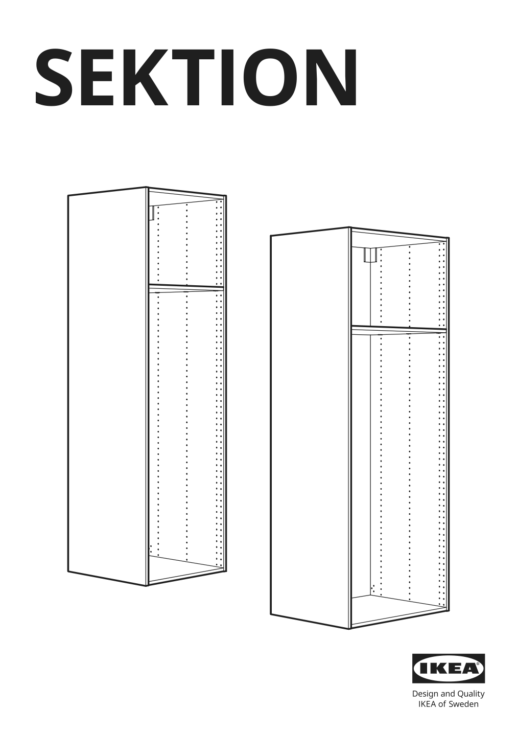 Assembly instructions for IKEA Sektion high cabinet frame white | Page 1 - IKEA SEKTION high cab w 2 drs/3 fronts/5 drawers 593.954.48