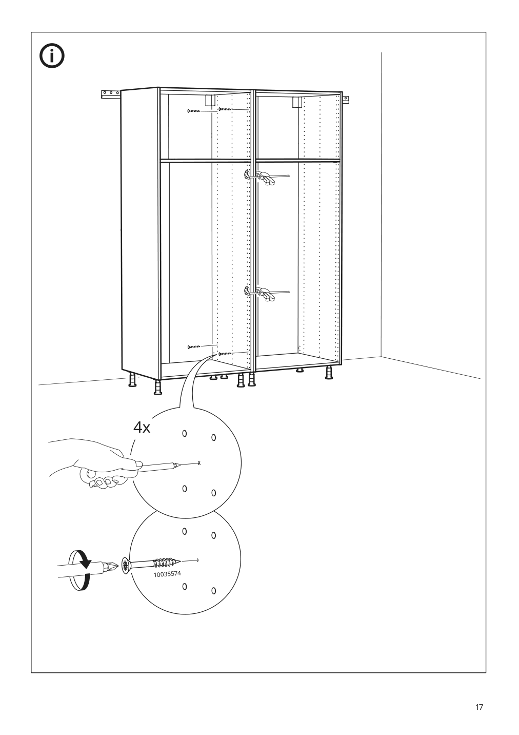 Assembly instructions for IKEA Sektion high cabinet frame white | Page 17 - IKEA SEKTION high cab w 2drs/2 fronts/4 drawers 093.953.80