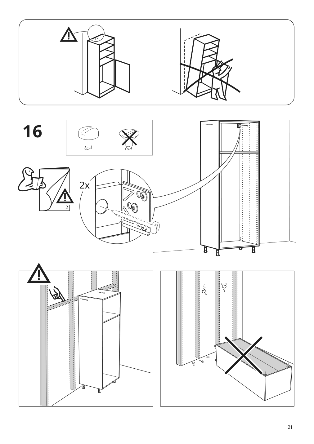 Assembly instructions for IKEA Sektion high cabinet frame white | Page 21 - IKEA SEKTION / MAXIMERA hi cb f micro w 3 drawers/2 doors 395.697.84