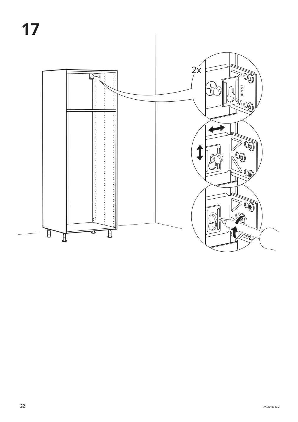 Assembly instructions for IKEA Sektion high cabinet frame white | Page 22 - IKEA SEKTION / MAXIMERA hi cb f micro w 3 drawers/2 doors 094.600.83