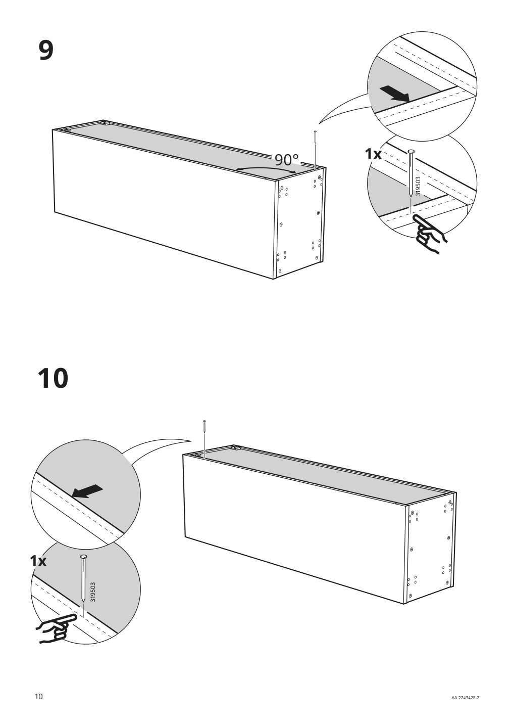 Assembly instructions for IKEA Sektion high cabinet frame white | Page 10 - IKEA SEKTION / MAXIMERA high cab w door/3 fronts/5 drawers 893.449.90