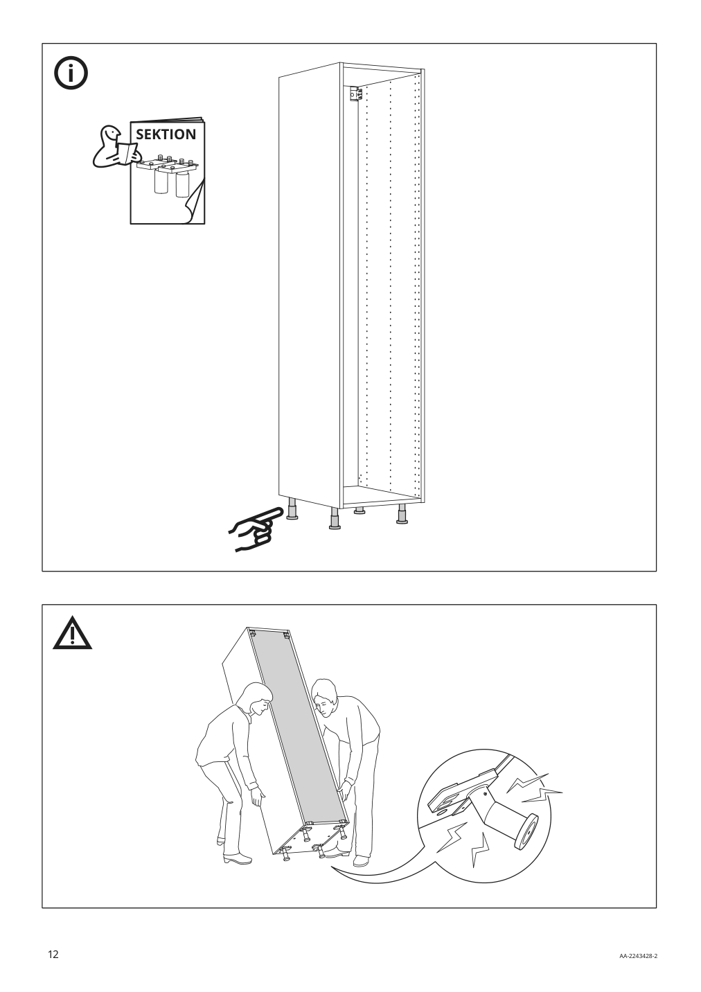 Assembly instructions for IKEA Sektion high cabinet frame white | Page 12 - IKEA SEKTION / MAXIMERA hc w p-o func 1dr/4drw 094.572.93