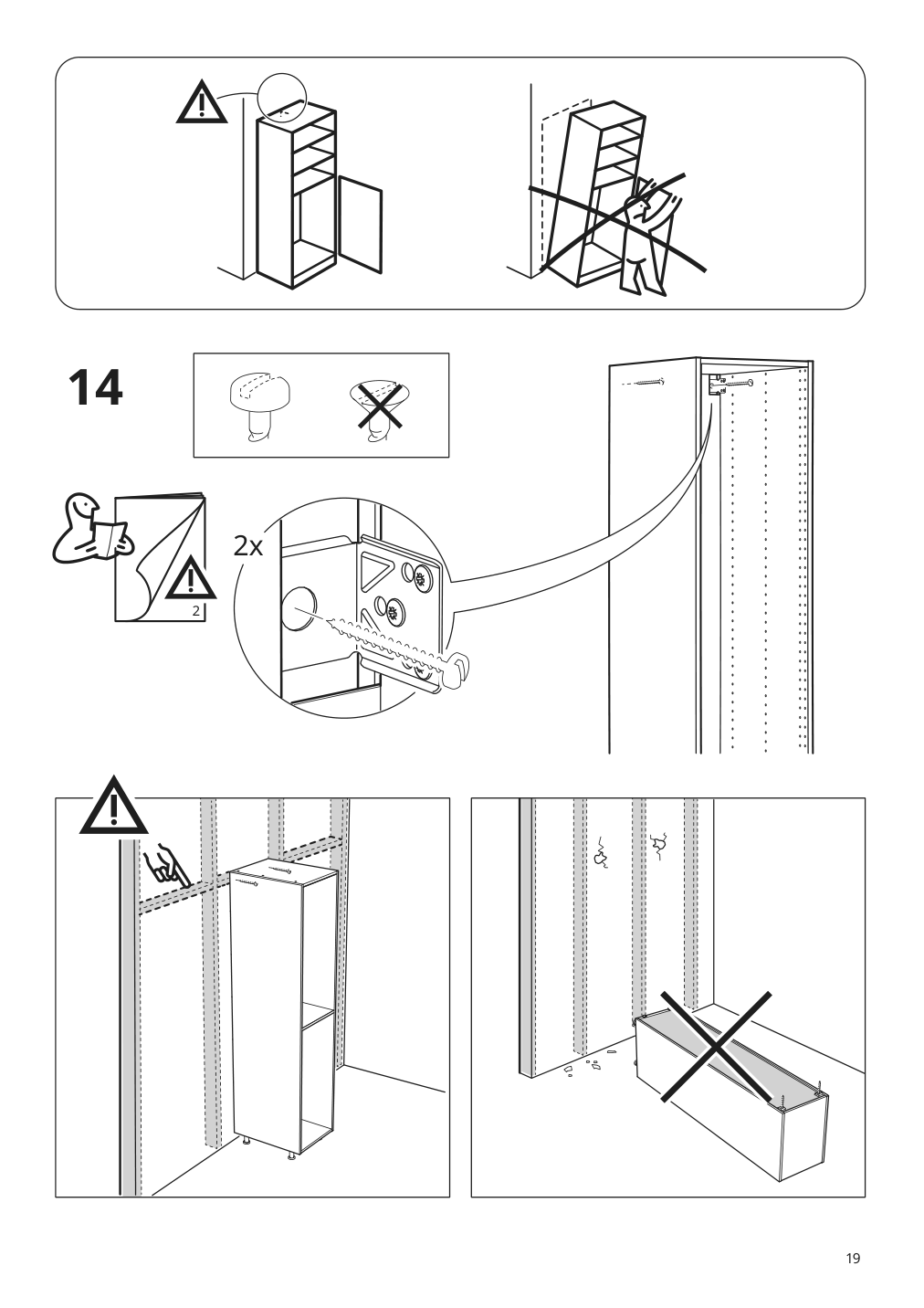 Assembly instructions for IKEA Sektion high cabinet frame white | Page 19 - IKEA SEKTION / MAXIMERA high cb w 2 doors/shelves/5 drawers 194.584.85