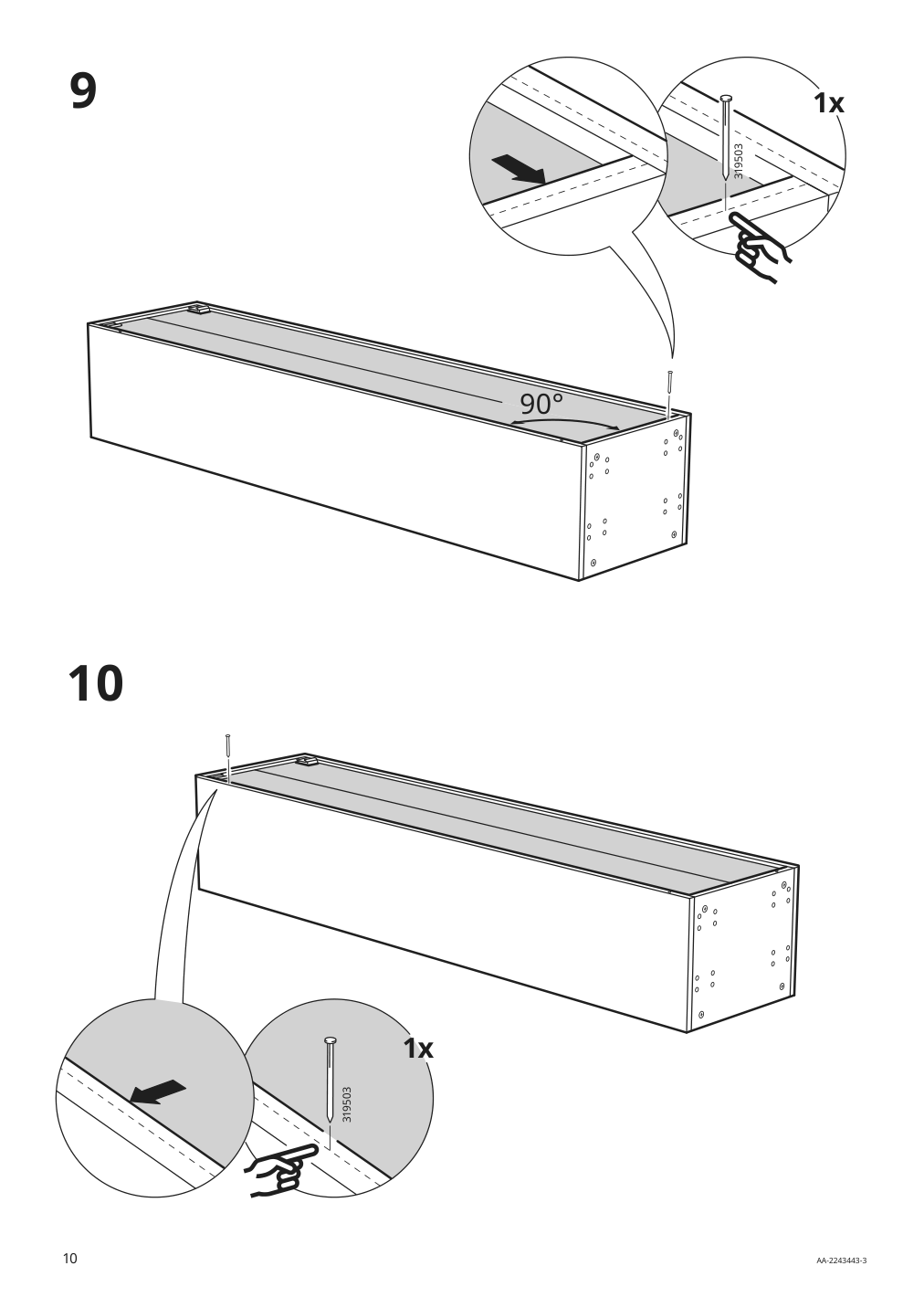 Assembly instructions for IKEA Sektion high cabinet frame white | Page 10 - IKEA SEKTION / MAXIMERA high cb w 2 doors/shelves/5 drawers 494.600.43