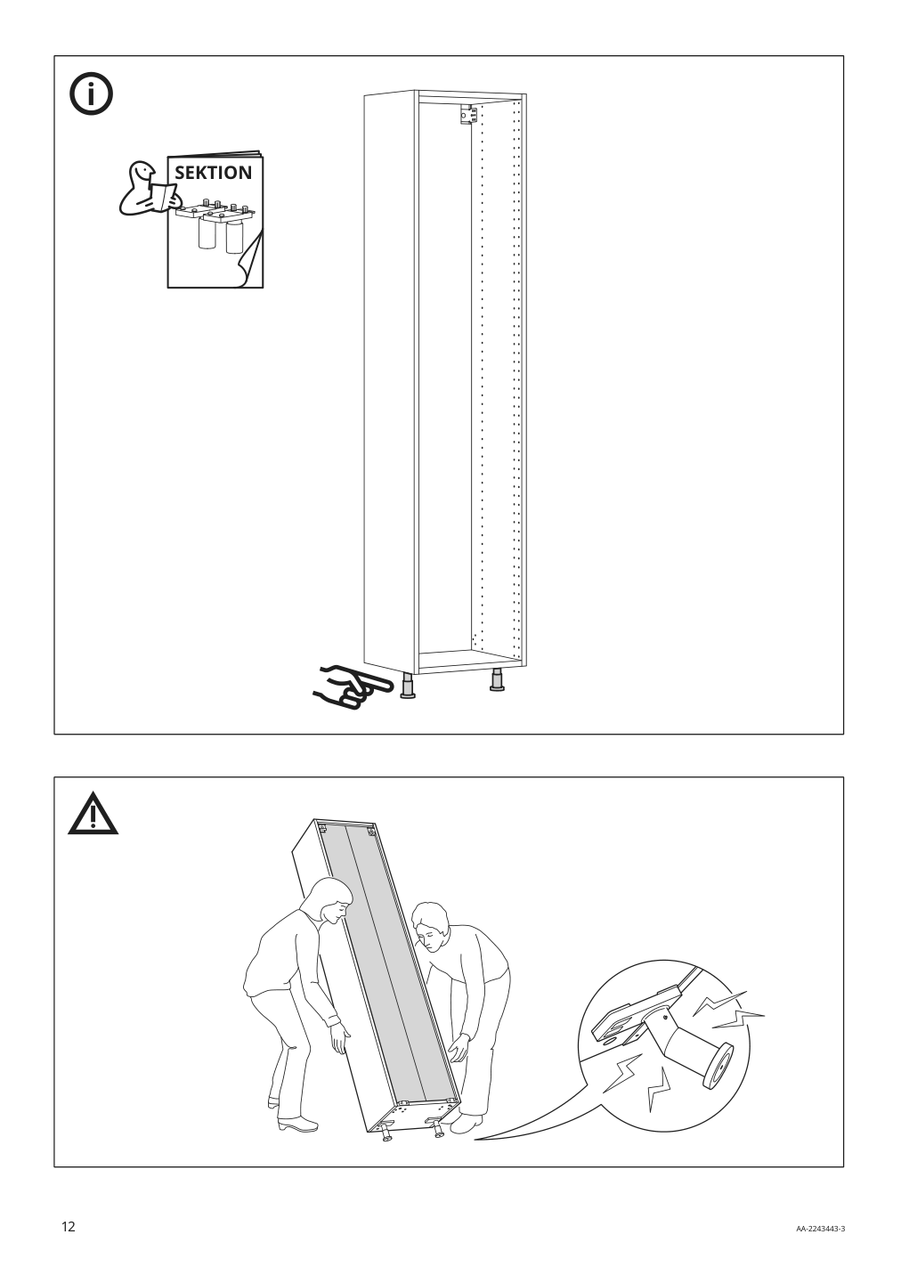 Assembly instructions for IKEA Sektion high cabinet frame white | Page 12 - IKEA SEKTION / MAXIMERA high cb w 2 doors/shelves/4 drawers 593.815.97