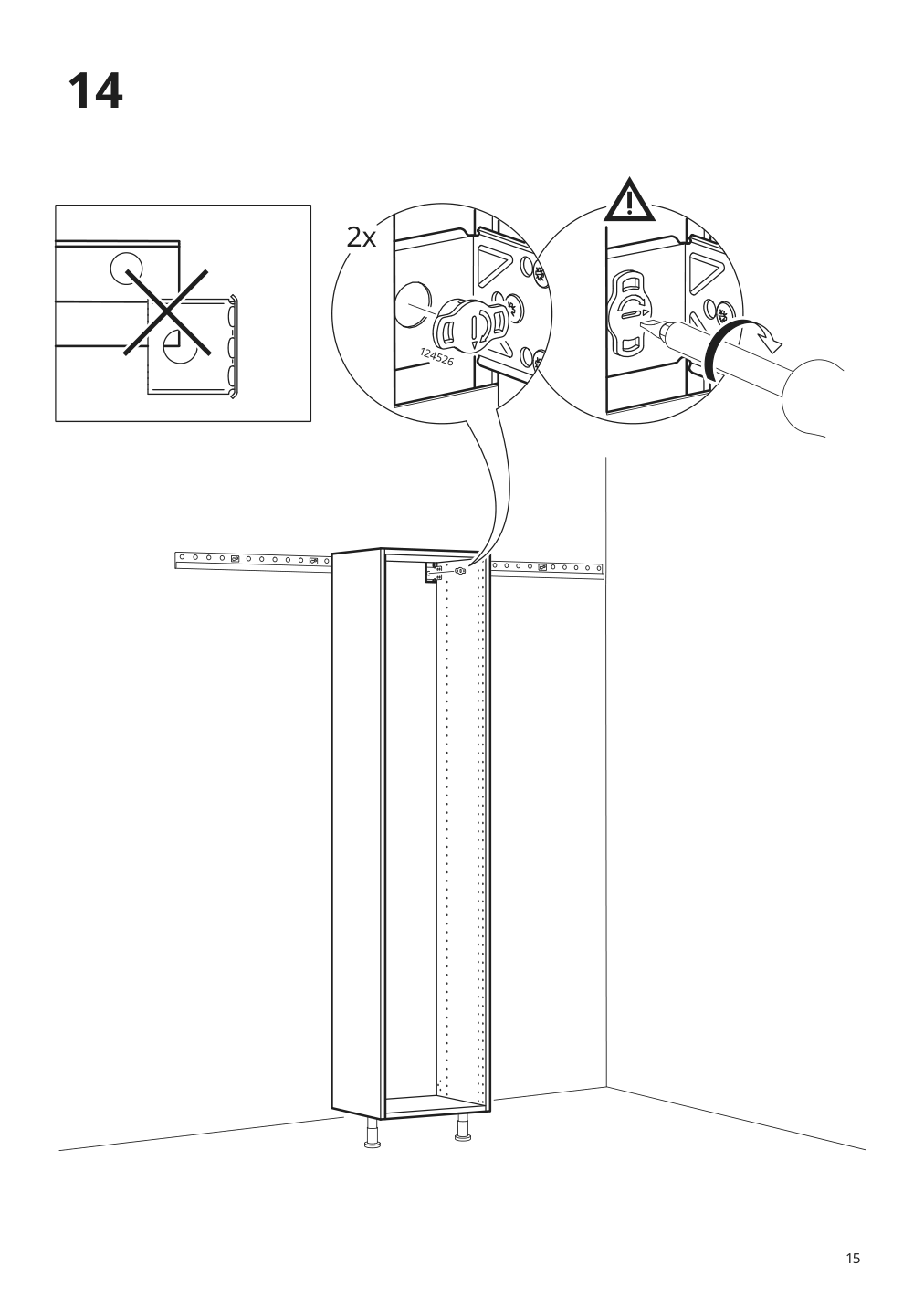 Assembly instructions for IKEA Sektion high cabinet frame white | Page 15 - IKEA SEKTION / MAXIMERA high cb w 2 glass drs/3 drawers 294.555.99