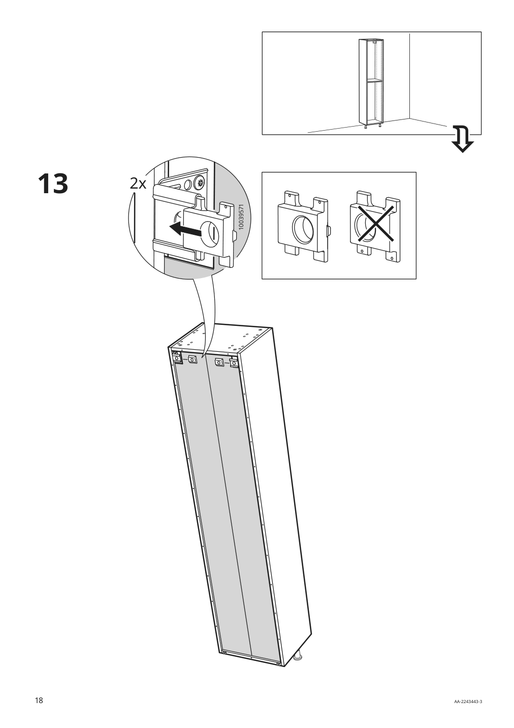 Assembly instructions for IKEA Sektion high cabinet frame white | Page 18 - IKEA SEKTION / MAXIMERA high cb w 2 doors/shelves/5 drawers 494.600.43