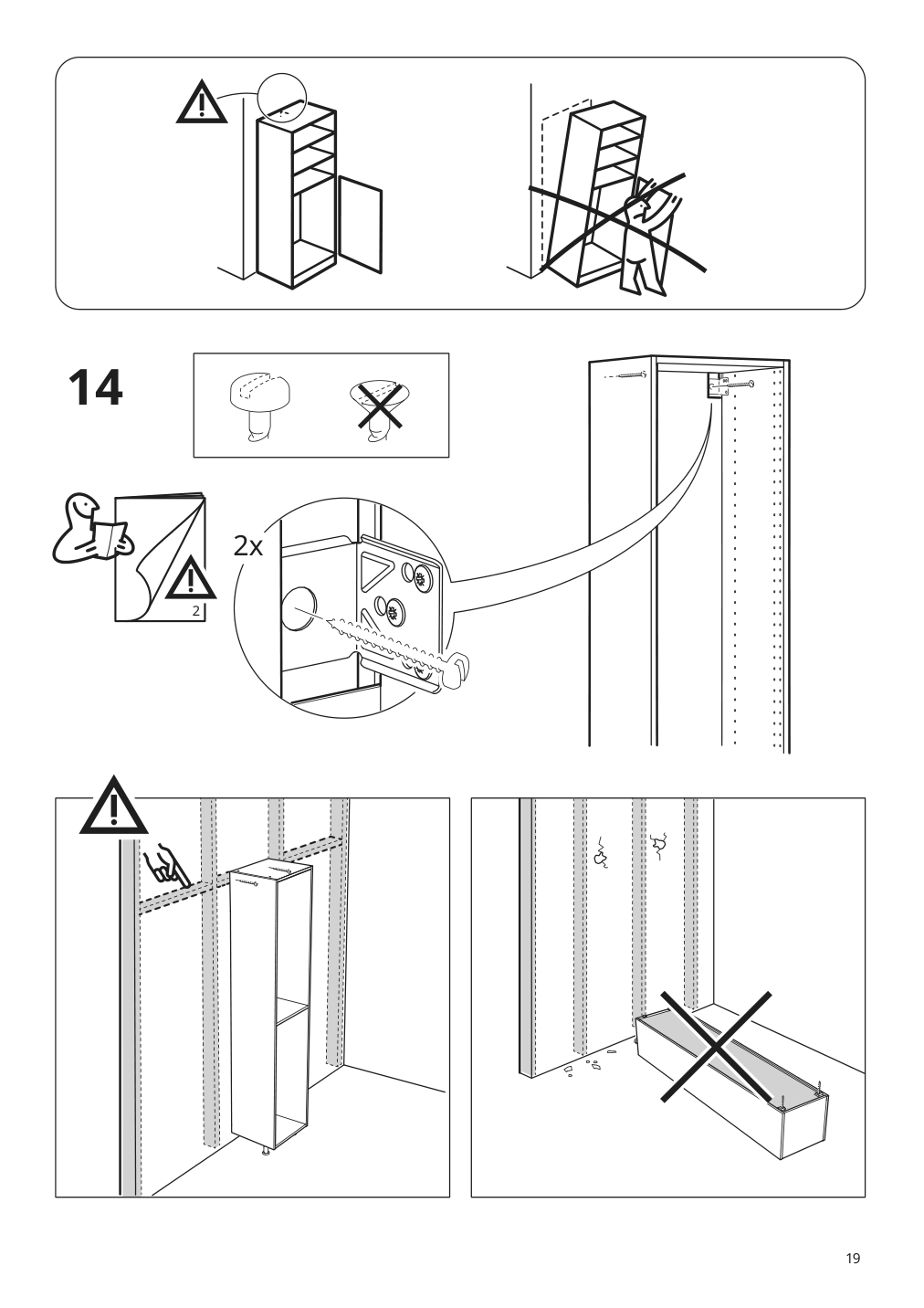 Assembly instructions for IKEA Sektion high cabinet frame white | Page 19 - IKEA SEKTION / MAXIMERA high cb w 2 doors/shelves/5 drawers 394.676.91