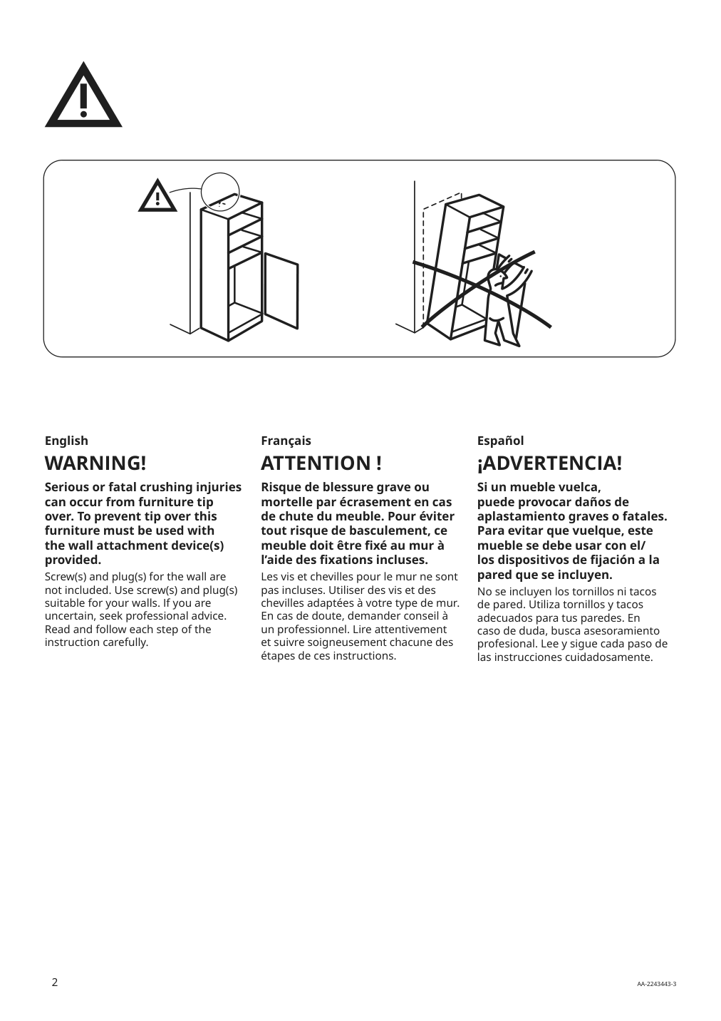 Assembly instructions for IKEA Sektion high cabinet frame white | Page 2 - IKEA SEKTION / MAXIMERA high cab w door/2 fronts/4 drawers 993.555.58