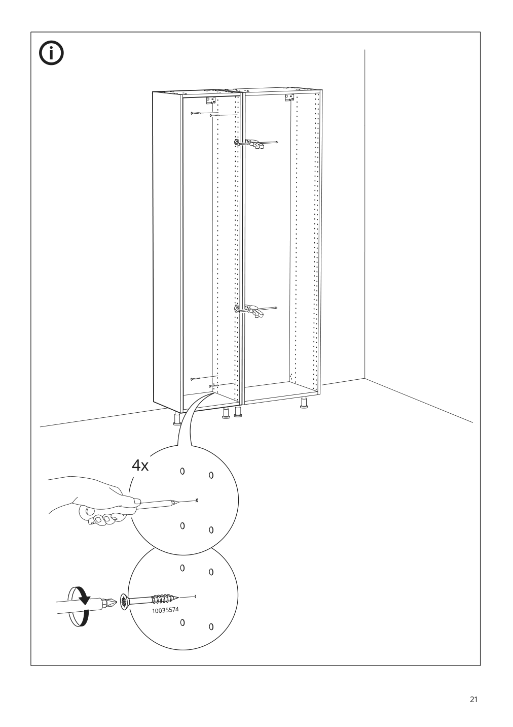 Assembly instructions for IKEA Sektion high cabinet frame white | Page 21 - IKEA SEKTION / MAXIMERA high cb w 2 glass drs/2 drawers 294.620.24