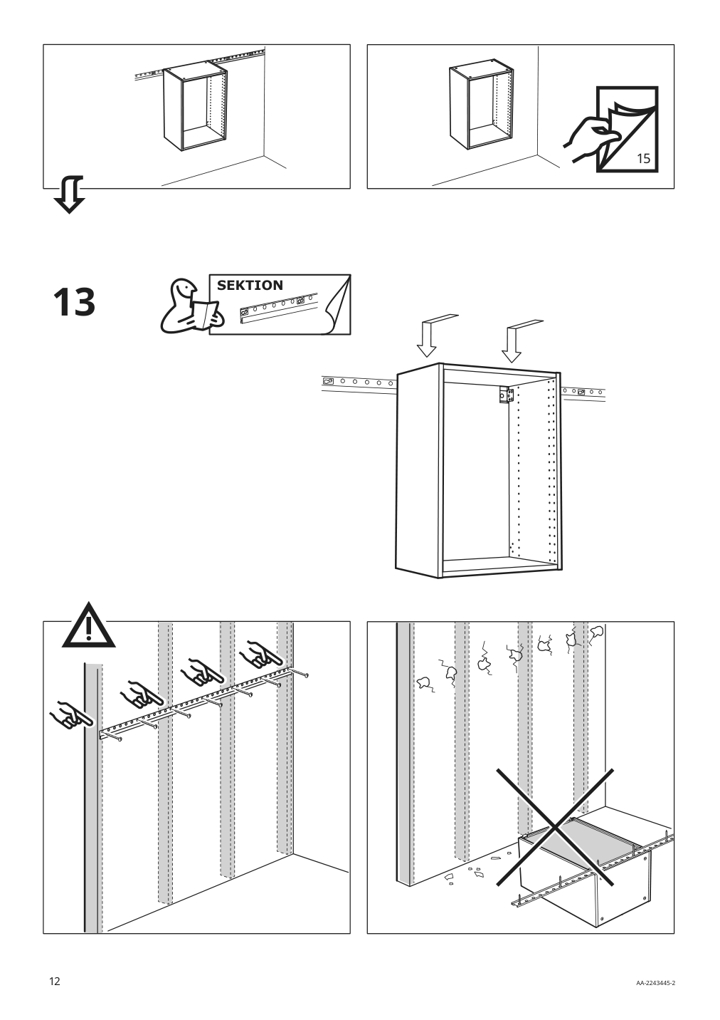 Assembly instructions for IKEA Sektion wall cabinet frame white | Page 12 - IKEA SEKTION wall cabinet with 4 drawers 891.594.78