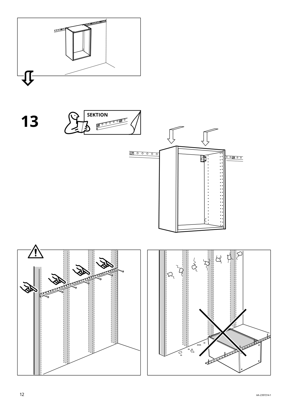 Assembly instructions for IKEA Sektion wall cabinet frame white | Page 12 - IKEA SEKTION wall cabinet with 2 drawers 191.594.72