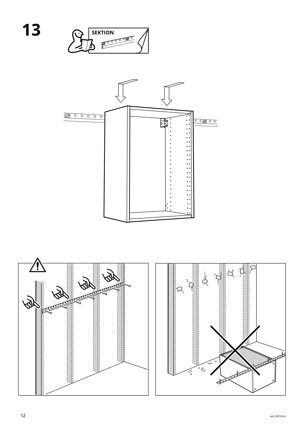 Assembly instructions for IKEA Sektion wall cabinet frame white | Page 12 - IKEA SEKTION / MAXIMERA wall cabinet with 2 drawers 093.221.19