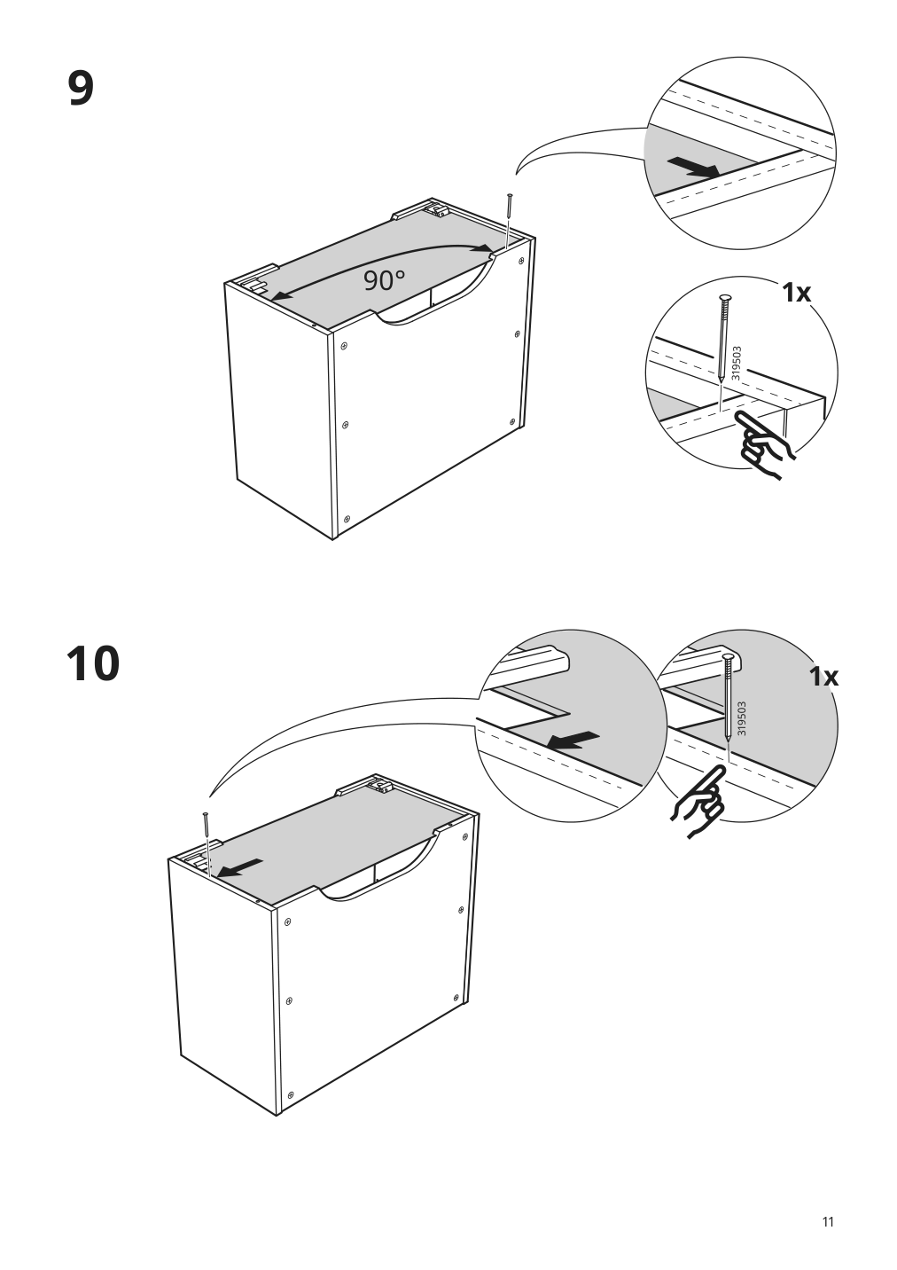 Assembly instructions for IKEA Sektion wall top cabinet frame white | Page 11 - IKEA SEKTION top cab f fridge/freezer w 2 doors 894.611.73