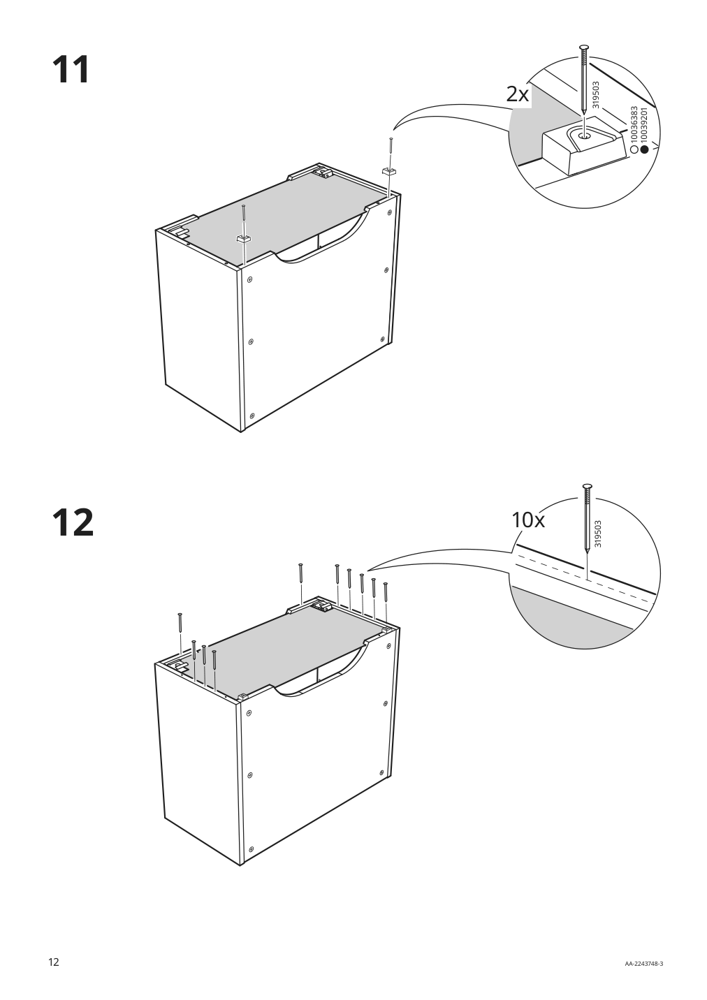 Assembly instructions for IKEA Sektion wall top cabinet frame white | Page 12 - IKEA SEKTION top cab f fridge/freezer w push-op 794.183.40