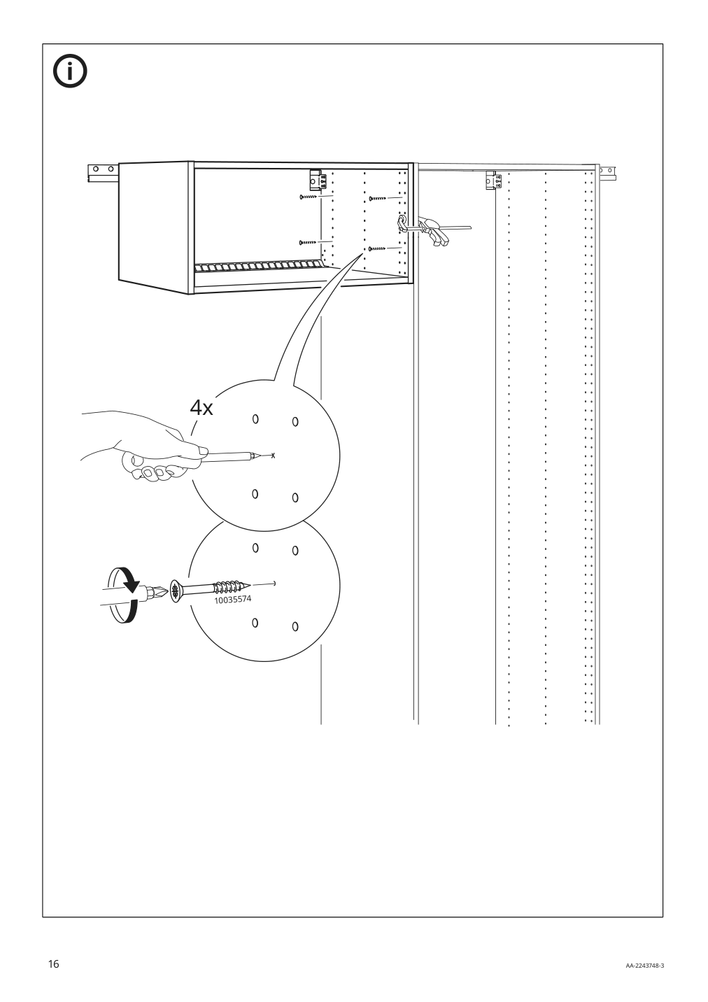 Assembly instructions for IKEA Sektion wall top cabinet frame white | Page 16 - IKEA SEKTION top cab f fridge/freezer w 2 doors 594.569.55