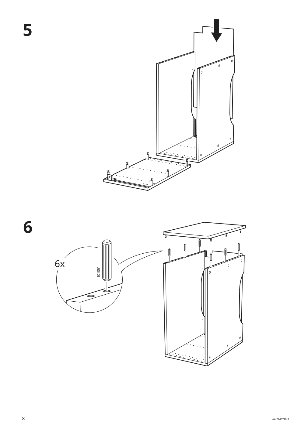 Assembly instructions for IKEA Sektion wall top cabinet frame white | Page 8 - IKEA SEKTION top cab f fridge/freezer w 2 doors 894.611.73