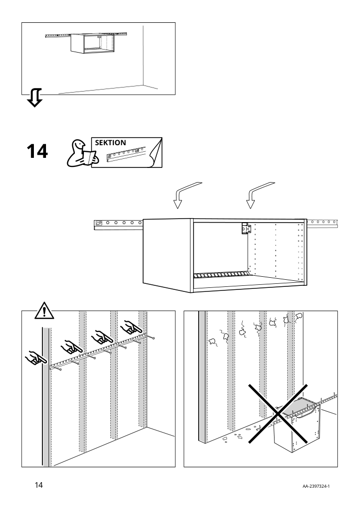 Assembly instructions for IKEA Sektion wall top cabinet frame white | Page 14 - IKEA SEKTION top cab f fridge/freezer w push-op 294.185.21