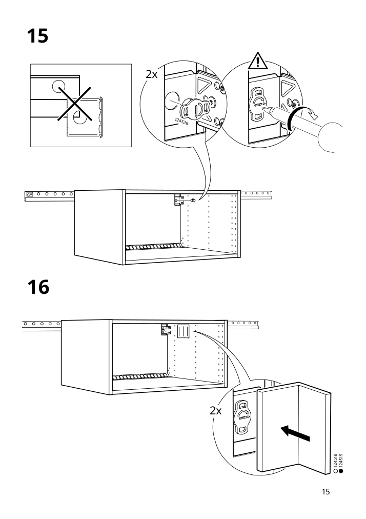 Assembly instructions for IKEA Sektion wall top cabinet frame white | Page 15 - IKEA SEKTION top cab f fridge/freezer w push-op 294.185.21