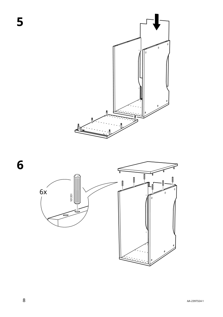 Assembly instructions for IKEA Sektion wall top cabinet frame white | Page 8 - IKEA SEKTION top cab f fridge/freezer w push-op 294.185.21