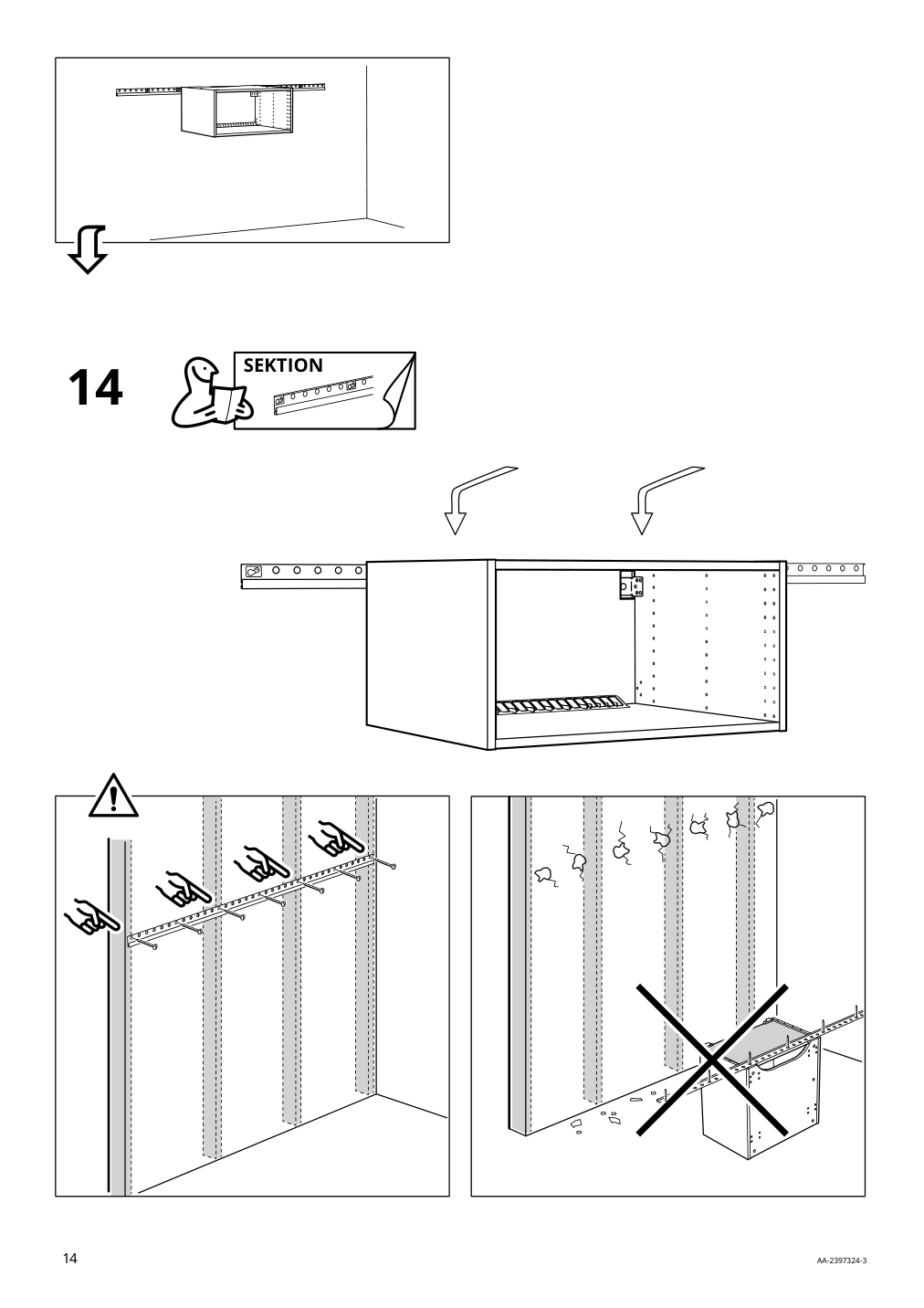 Assembly instructions for IKEA Sektion wall top cabinet frame white | Page 14 - IKEA SEKTION top cab f fridge/freezer w push-op 794.183.40