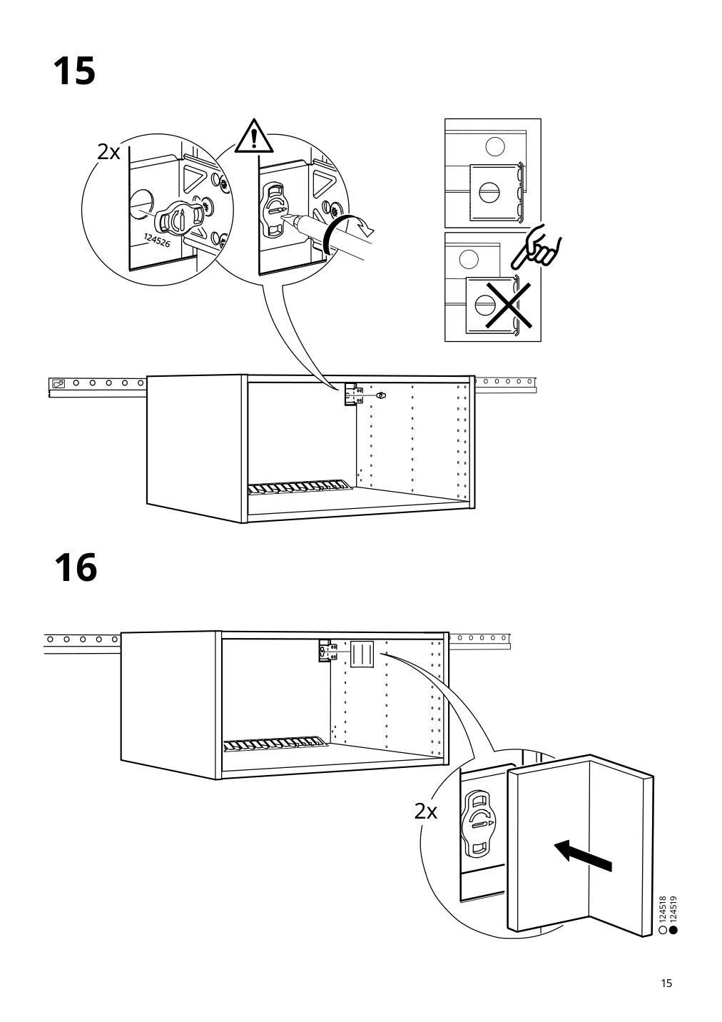 Assembly instructions for IKEA Sektion wall top cabinet frame white | Page 15 - IKEA SEKTION top cab f fridge/freezer w 2 doors 294.551.70