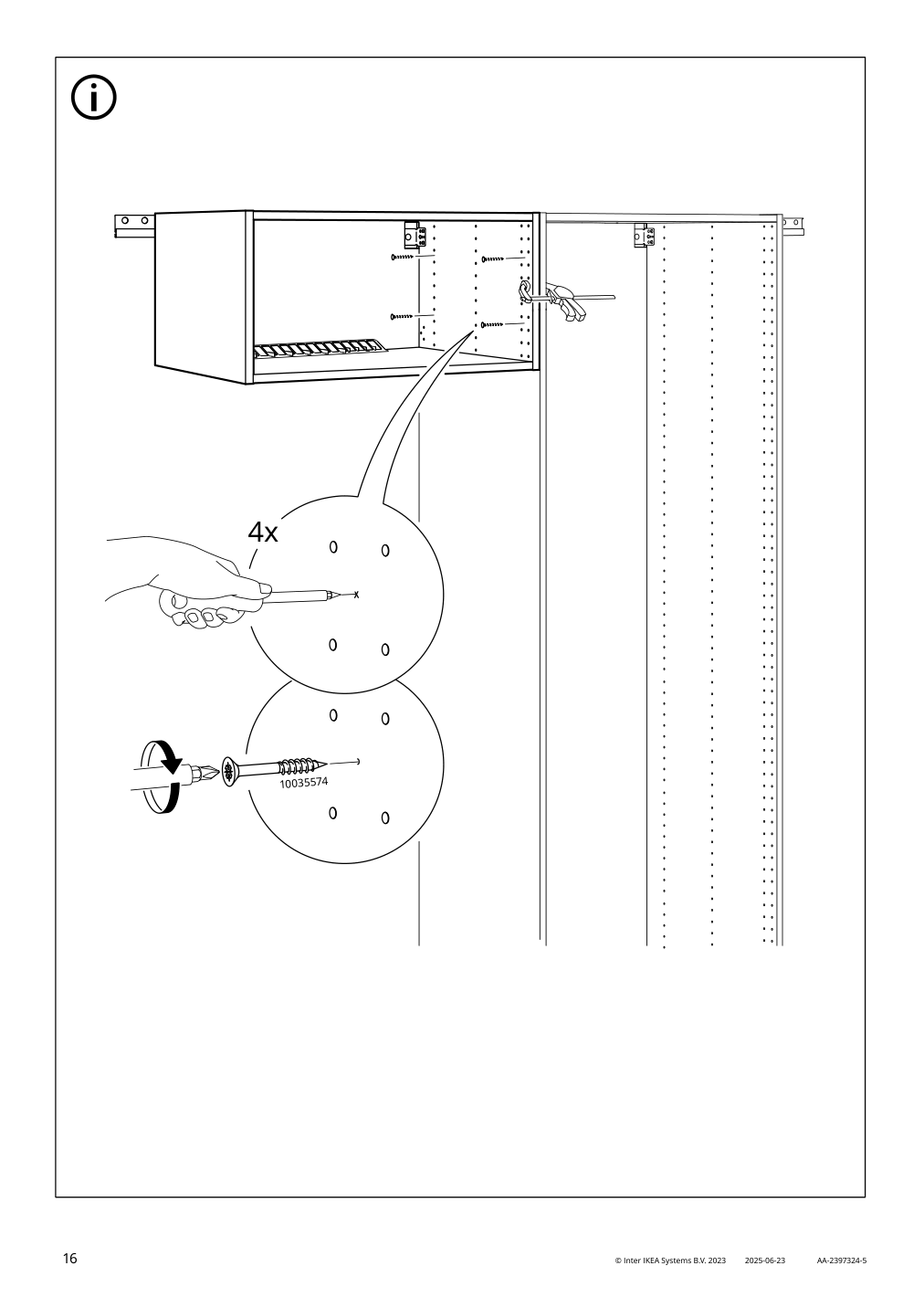 Assembly instructions for IKEA Sektion wall top cabinet frame white | Page 16 - IKEA SEKTION top cab f fridge/freezer w 2 doors 994.565.43