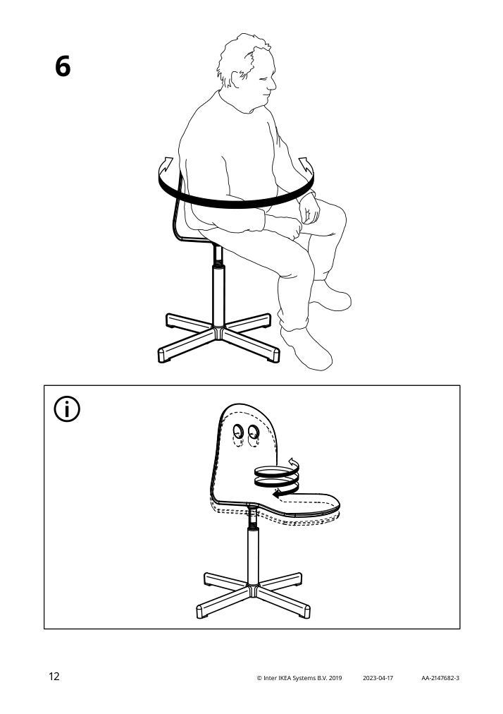 Assembly instructions for IKEA Sibben junior chair frame swivel | Page 12 - IKEA LOBERGET / SIBBEN children’s desk chair with pad 395.013.17