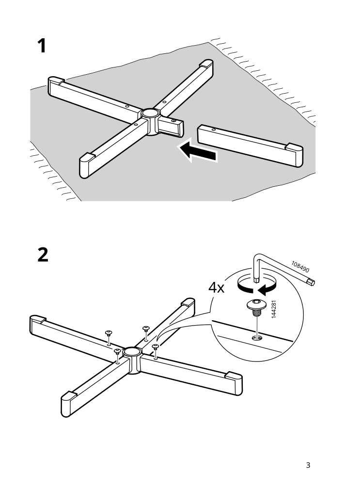 Assembly instructions for IKEA Sibben junior chair frame swivel | Page 3 - IKEA LOBERGET / SIBBEN children’s desk chair with pad 395.013.17