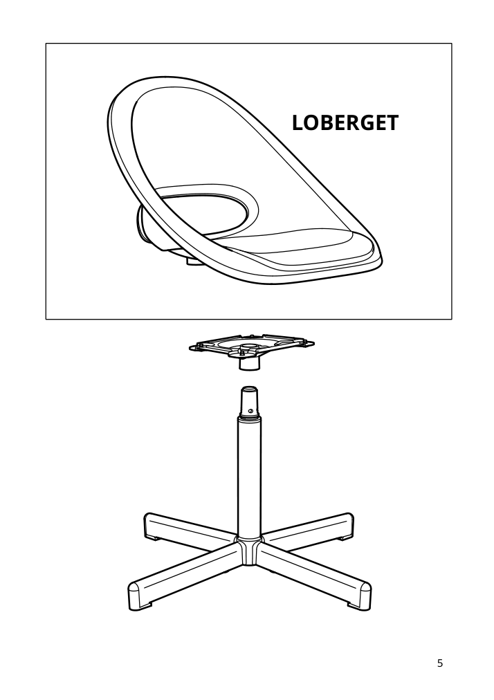 Assembly instructions for IKEA Sibben junior chair frame swivel | Page 5 - IKEA LOBERGET / SIBBEN children’s desk chair with pad 395.013.17